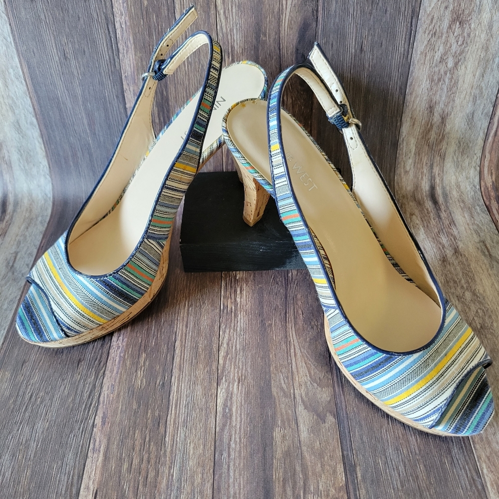 Nine West slingback cork heels